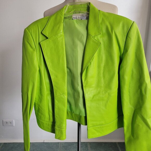 Newport News Jackets & Blazers - Newport News Women's Lime Green Leather Jacket (Size: 18)